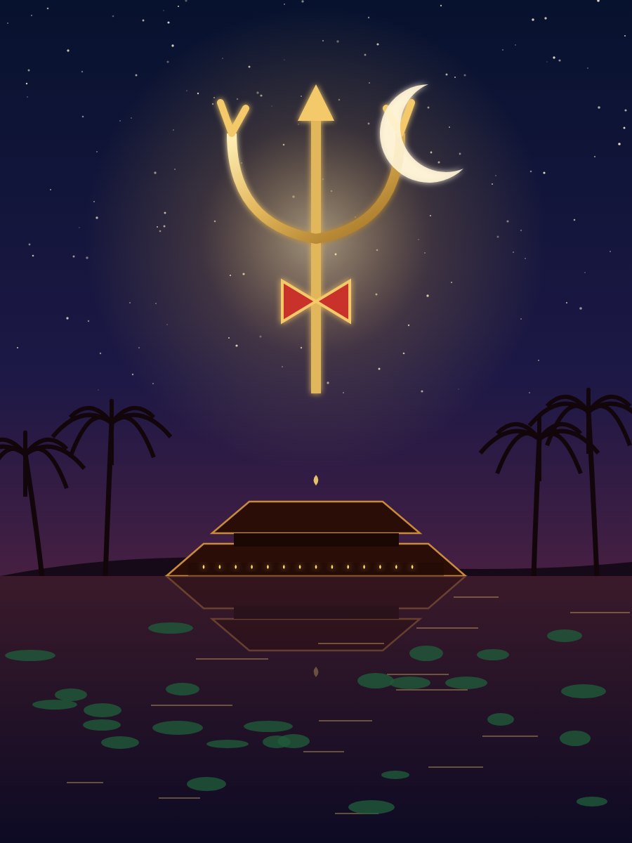 Vaikkathappan's temple by the calm waters of Vembanad lake